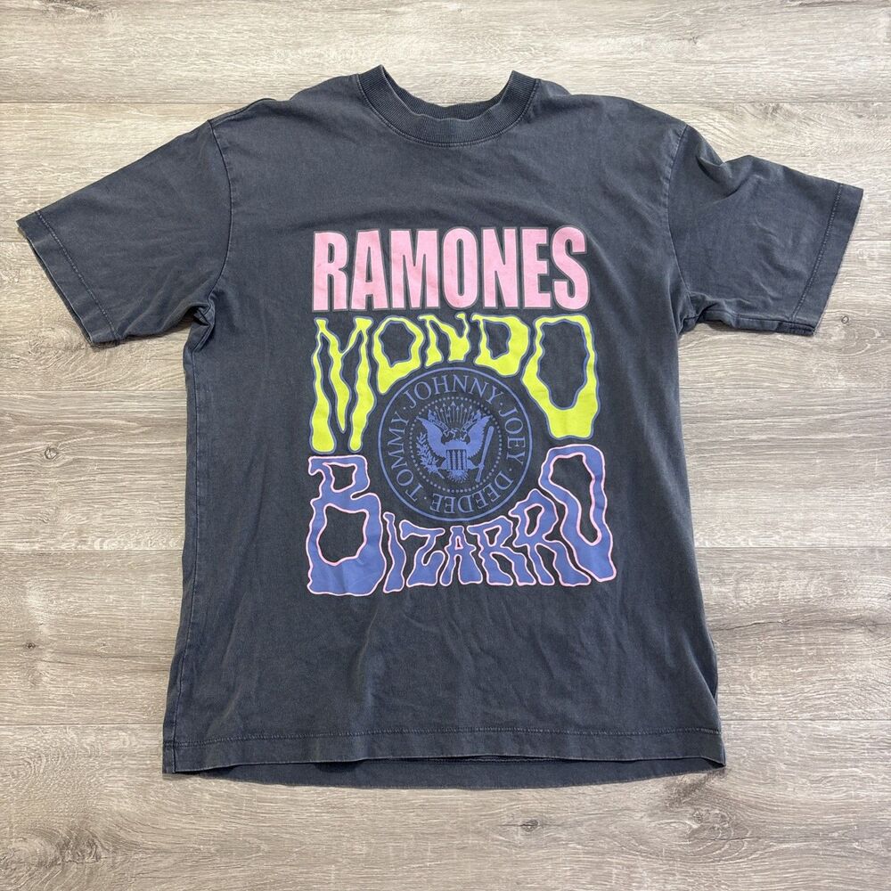 Ramones Mondo Bizarro Graphic T-Shirt Cotton On Boxy Band Tee XXS Gray Punk
